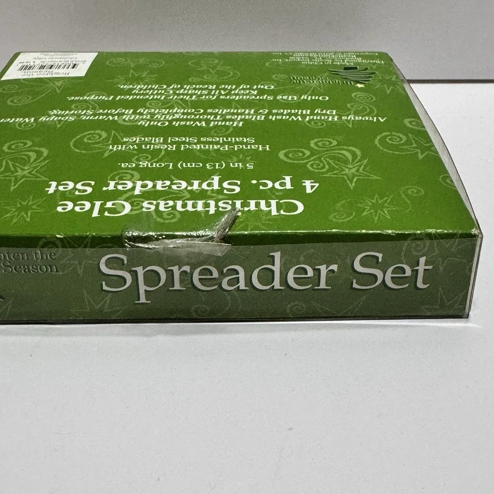Set of 4 Stainless Steel Knives Spreaders Christmas Merry Glee 5.5